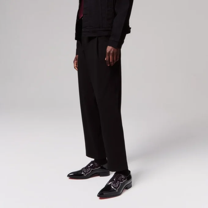 Farfarock – Oxford – Pelle di vitello verniciata e Veau Velours – Nero – Uomo