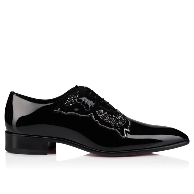 Farfarock – Oxford – Pelle di vitello verniciata e Veau Velours – Nero – Uomo