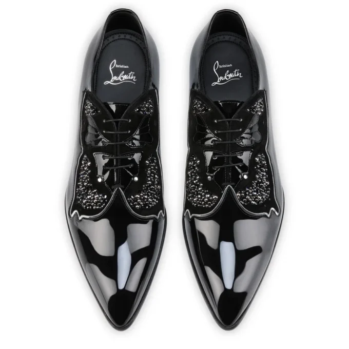 Farfarock – Oxford – Pelle di vitello verniciata e Veau Velours – Nero – Uomo