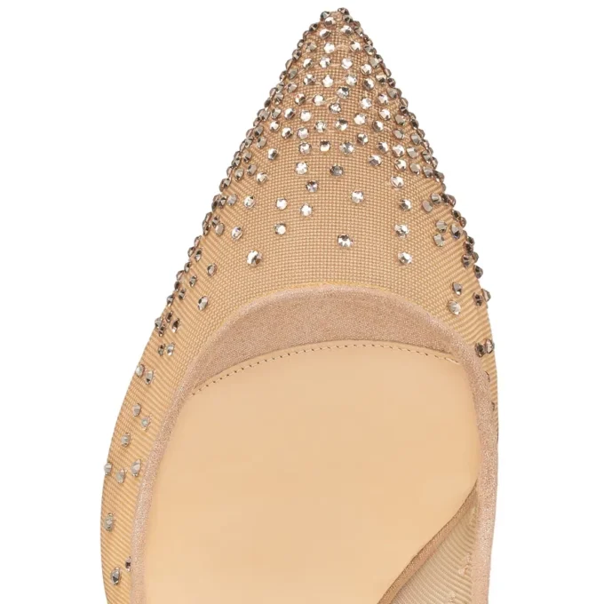 Follies Strass – Décolleté da 100 mm – Rete, pelle scamosciata e strass – Seta chiara – Donna Follies Strass – Décolleté da 100 mm – Rete, pelle scamosciata e strass – Seta chiara – Donna