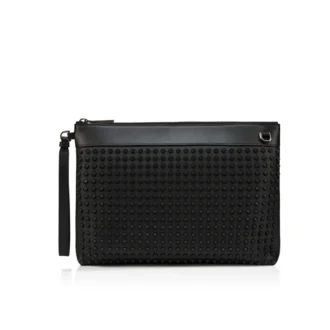 Funky – Pochette – Pelle di vitello martellata e borchie – Nero