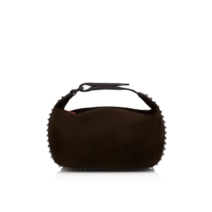 Funky – Pochette – Pelle di vitello rovesciata e borchie – Caffè Funky – Pochette – Pelle di vitello rovesciata e borchie – Caffè