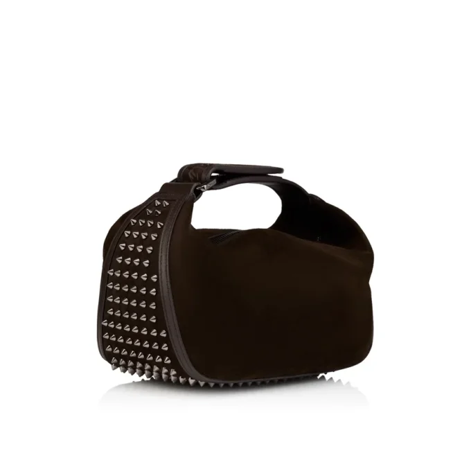 Funky – Pochette – Pelle di vitello rovesciata e borchie – Caffè Funky – Pochette – Pelle di vitello rovesciata e borchie – Caffè