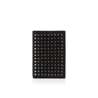 Funky – Portapassaporto – Pelle di vitello martellata e borchie – Nero