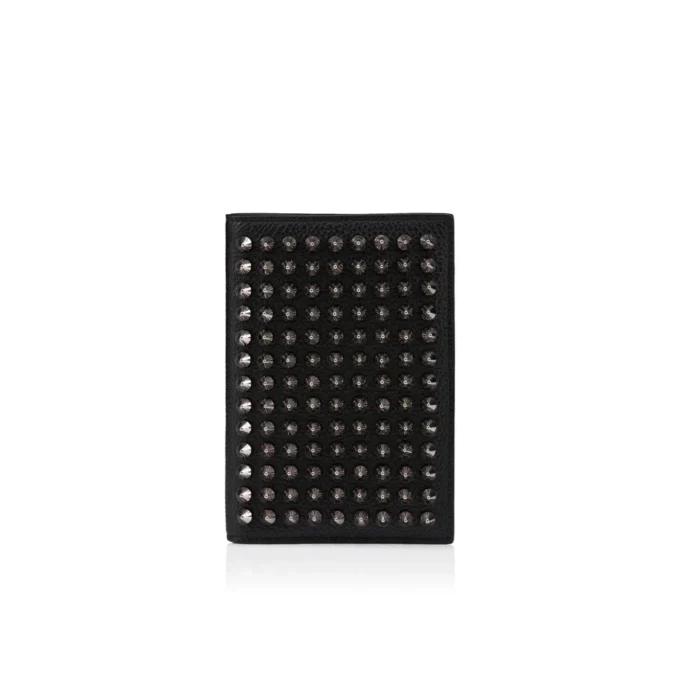 Funky – Portapassaporto – Pelle di vitello martellata e borchie – Nero