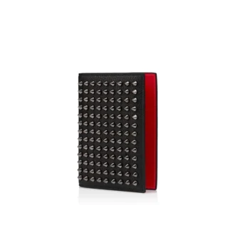 Funky – Portapassaporto – Pelle di vitello martellata e borchie – Nero