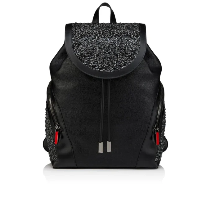 Funky – Zaino – Pelle di vitello martellata, strass e borchie – Nero Funky – Zaino – Pelle di vitello martellata, strass e borchie – Nero
