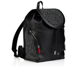 Funky – Zaino – Pelle di vitello martellata, strass e borchie – Nero