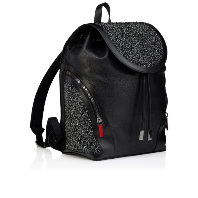Funky – Zaino – Pelle di vitello martellata, strass e borchie – Nero Funky – Zaino – Pelle di vitello martellata, strass e borchie – Nero