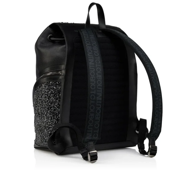 Funky – Zaino – Pelle di vitello martellata, strass e borchie – Nero Funky – Zaino – Pelle di vitello martellata, strass e borchie – Nero