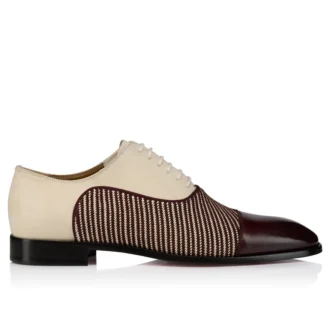 Greggory – Oxford – Pelle di vitello, trama a twill e pelle scamosciata – Bianco e marrone – Uomo