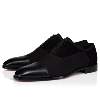 Greggory – Scarpe Oxford – Pelle di vitello, twill di cotone e velluto di vitello – Nero – Uomo