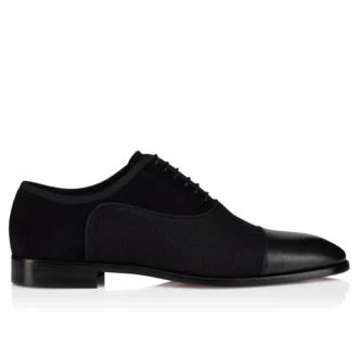 Greggory – Scarpe Oxford – Pelle di vitello, twill di cotone e velluto di vitello – Nero – Uomo