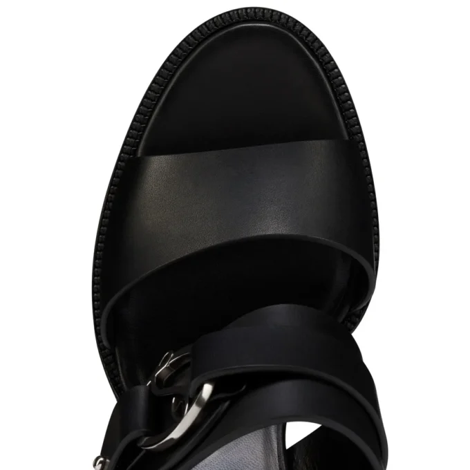 Her in Roma – Sandali con tacco da 70 mm – Pelle di vitello cerata – Nero – Donna Her in Roma – Sandali con tacco da 70 mm – Pelle di vitello cerata – Nero – Donna