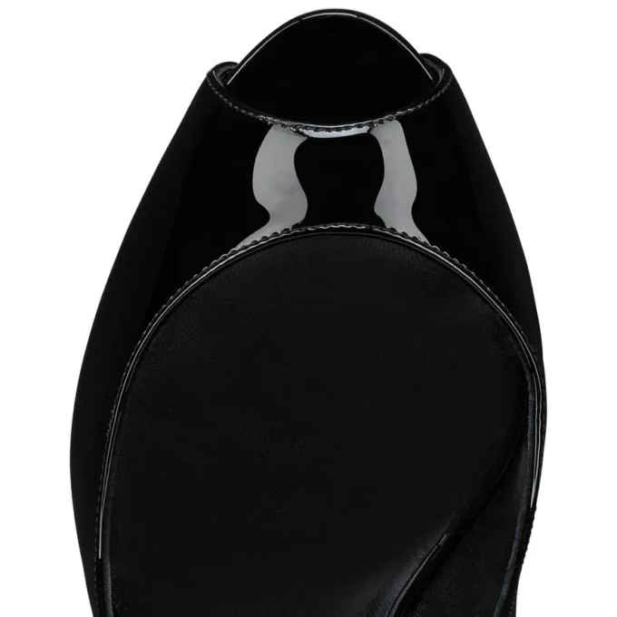Hot Chick Alta – Décolleté con punta aperta da 120 mm – Pelle di vitello verniciata – Nero – Donna Hot Chick Alta – Décolleté con punta aperta da 120 mm – Pelle di vitello verniciata – Nero – Donna