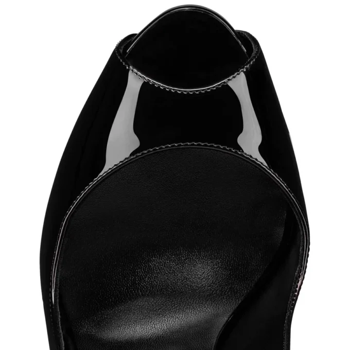 Hot Chick Sling Alta – Décolleté con cinturino posteriore da 120 mm – Pelle di vitello verniciata – Nero – Donna