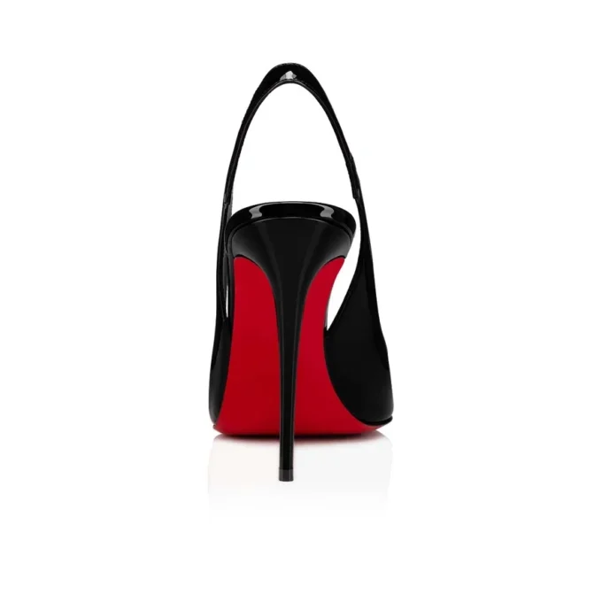 Hot Chick Sling – Décolleté con cinturino posteriore da 100 mm – Pelle di vitello verniciata – Nero – Donna