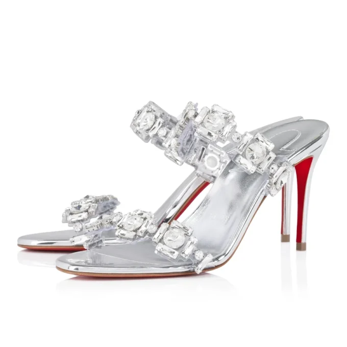 Just Jewel – Sandali da 85 mm – TPU e pelle di vitello laminata – Cristalli – Donna