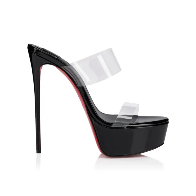 Just Nothing Alta – Mules da 150 mm – TPU e pelle di vitello verniciata – Nero – Donna