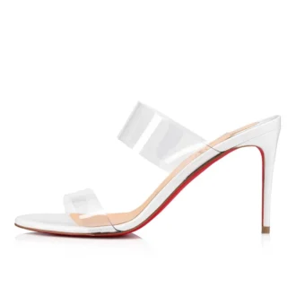 Just Nothing – Mules con tacco da 84 mm – Vitello verniciato e PVC – Bianco Just Nothing – Mules con tacco da 84 mm – Vitello verniciato e PVC – Bianco