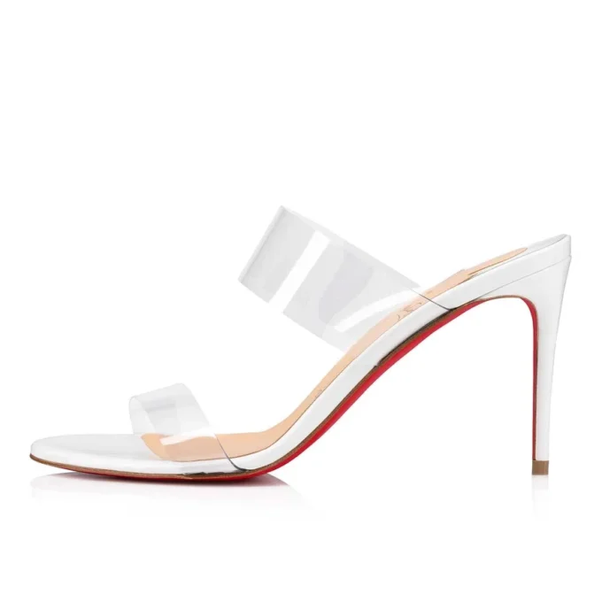 Just Nothing – Mules con tacco da 84 mm – Vitello verniciato e PVC – Bianco Just Nothing – Mules con tacco da 84 mm – Vitello verniciato e PVC – Bianco