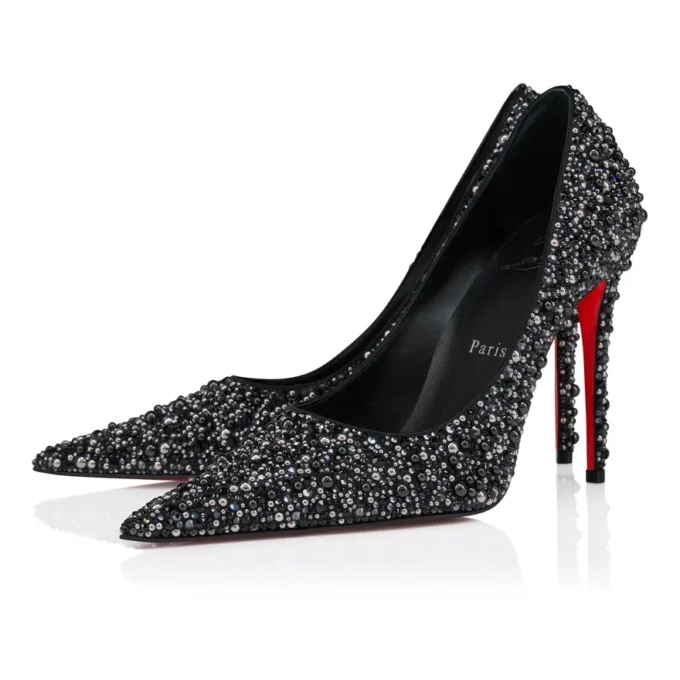 Kate Max Perla – Décolleté da 100 mm – Raso crêpe, strass e perle – Nero – Donna Kate Max Perla – Décolleté da 100 mm – Raso crêpe, strass e perle – Nero – Donna