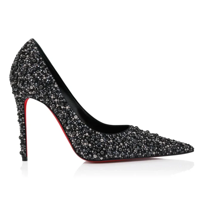 Kate Max Perla – Décolleté da 100 mm – Raso crêpe, strass e perle – Nero – Donna Kate Max Perla – Décolleté da 100 mm – Raso crêpe, strass e perle – Nero – Donna