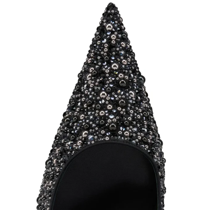Kate Max Perla – Décolleté da 100 mm – Raso crêpe, strass e perle – Nero – Donna Kate Max Perla – Décolleté da 100 mm – Raso crêpe, strass e perle – Nero – Donna
