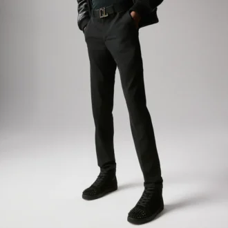 Lou Spikes – Sneakers alte – Pelle scamosciata e borchie – Nero – Uomo