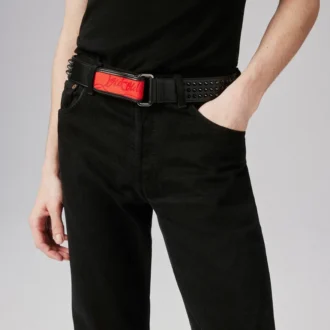 Loubi – Cintura – Pelle di vitello e borchie – Nero