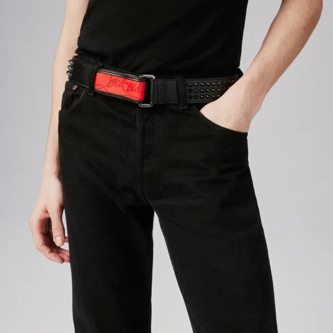 Loubi – Cintura – Pelle di vitello e borchie – Nero Loubi – Cintura – Pelle di vitello e borchie – Nero