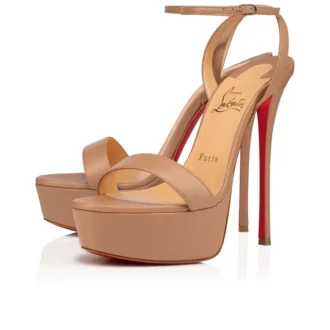 Loubi Queen Alta – Sandali con cinturini da 150 mm – Pelle nappa – Blush – Donna