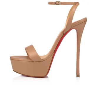Loubi Queen Alta – Sandali con cinturini da 150 mm – Pelle nappa – Blush – Donna