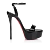 Loubi Queen Alta – Sandali con cinturini da 150 mm – Pelle verniciata – Nero – Donna Loubi Queen Alta – Sandali con cinturini da 150 mm – Pelle verniciata – Nero – Donna
