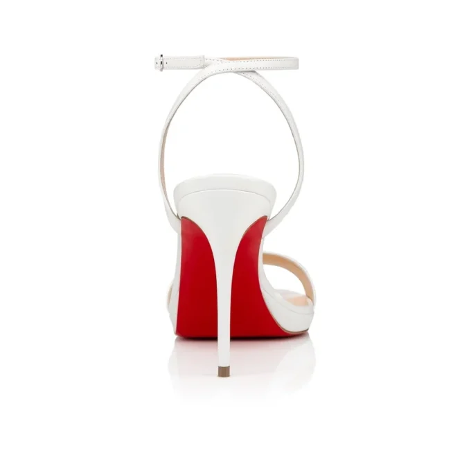 Loubi Queen – Sandali con cinturini da 100 mm – Pelle nappa – Bianco – Donna