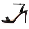 Loubi Queen – Sandali con cinturini da 100 mm – Pelle nappa – Nero – Donna