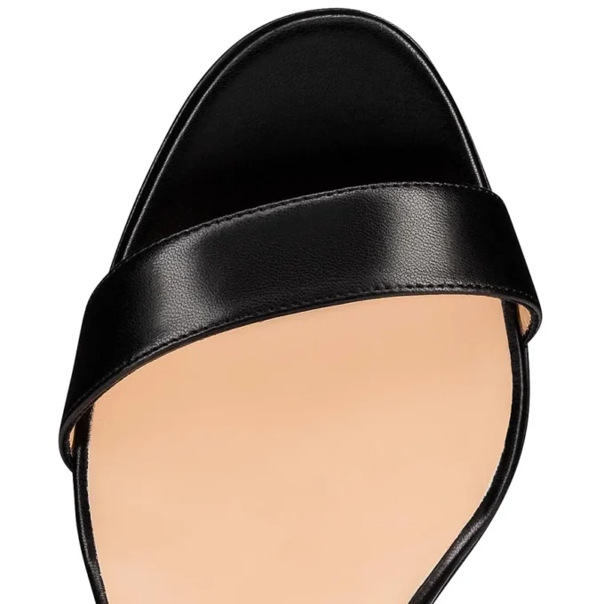 Loubi Queen – Sandali con cinturini da 100 mm – Pelle nappa – Nero – Donna