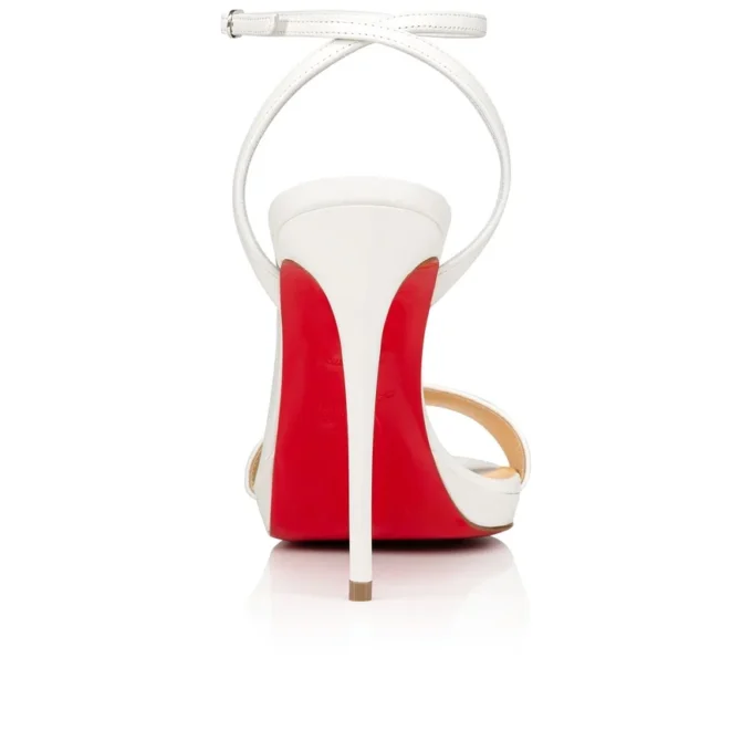 Loubi Queen – Sandali da 120 mm – Pelle di agnello nappa – Bianco