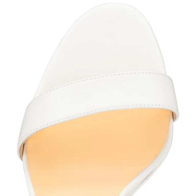 Loubi Queen – Sandali da 120 mm – Pelle di agnello nappa – Bianco