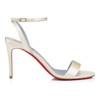 Loubigirl – Sandali con cinturini da 85 mm – Raso crepe – bianco sporco – Donna