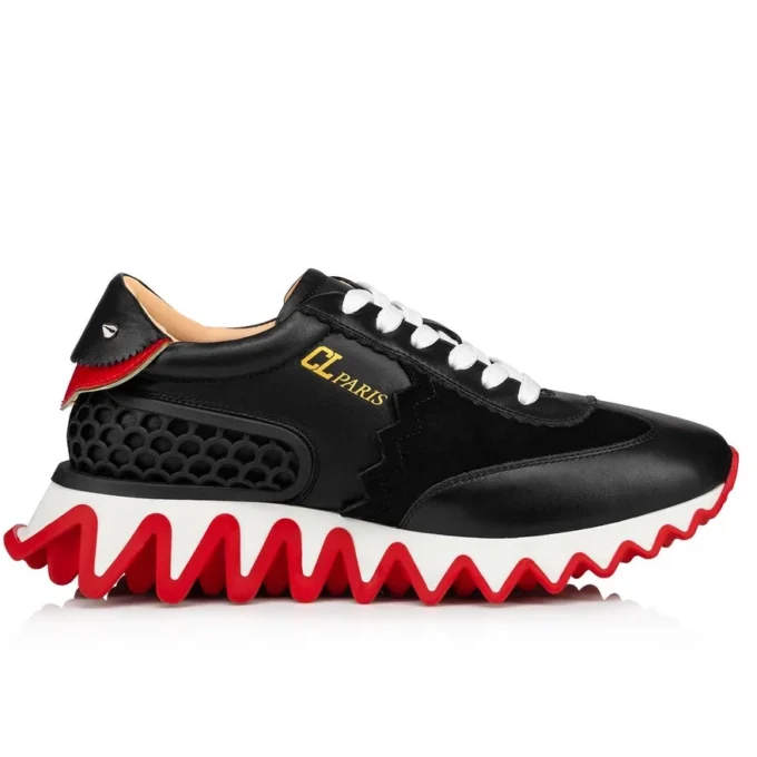 Loubishark – Sneakers – Pelle di vitello e veau velours – Nero – Donna