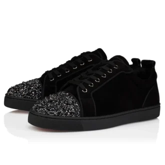 Louis Jr P Perla – Sneakers – Pelle di vitello scamosciata e strass – Nero – Uomo