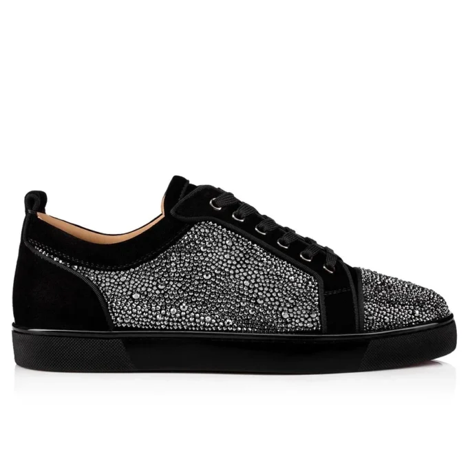 Louis Junior Strass – Sneakers – Pelle di vitello scamosciata e strass – Nero – Uomo