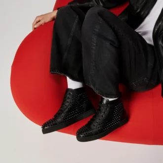 Louis – Sneakers alte – Pelle di vitello e borchie – Nero – Uomo Louis – Sneakers alte – Pelle di vitello e borchie – Nero – Uomo