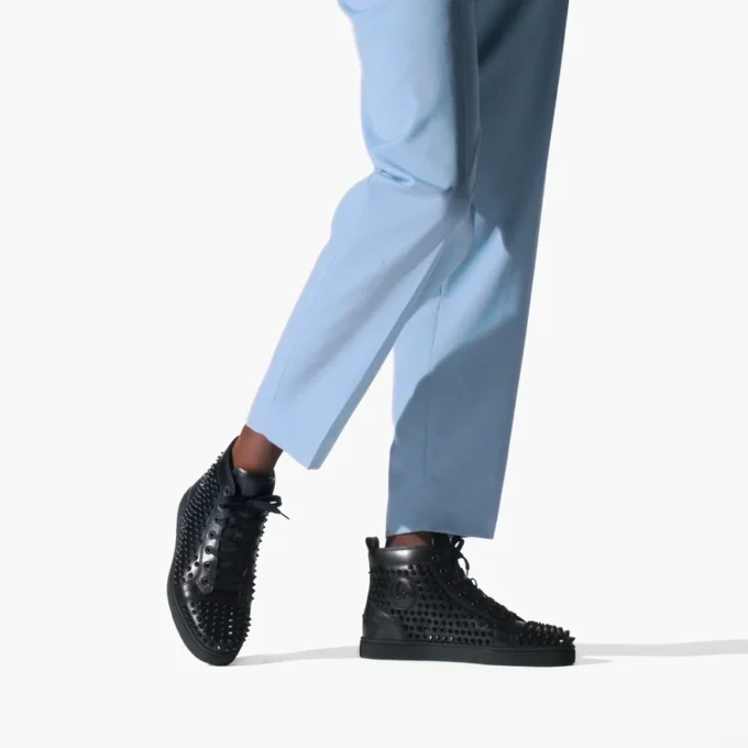 Louis – Sneakers alte – Pelle di vitello e borchie – Nero – Uomo Louis – Sneakers alte – Pelle di vitello e borchie – Nero – Uomo