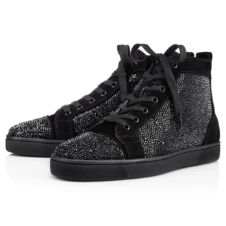 Louis Strass – Sneakers – Pelle di vitello scamosciata e strass – Nero – Uomo Louis Strass – Sneakers – Pelle di vitello scamosciata e strass – Nero – Uomo