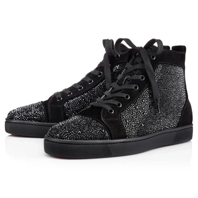Louis Strass – Sneakers – Pelle di vitello scamosciata e strass – Nero – Uomo Louis Strass – Sneakers – Pelle di vitello scamosciata e strass – Nero – Uomo