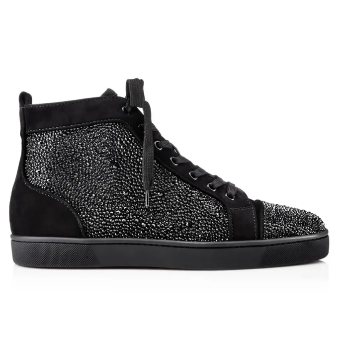 Louis Strass – Sneakers – Pelle di vitello scamosciata e strass – Nero – Uomo Louis Strass – Sneakers – Pelle di vitello scamosciata e strass – Nero – Uomo