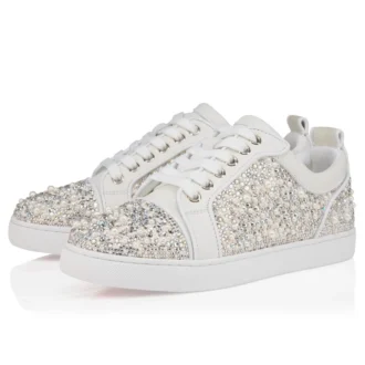 Louiseperla – Sneakers – Raso crepe, pelle di vitello, strass e perle – Bianco – Donna Louiseperla – Sneakers – Raso crepe, pelle di vitello, strass e perle – Bianco – Donna