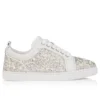 Louiseperla – Sneakers – Raso crepe, pelle di vitello, strass e perle – Bianco – Donna